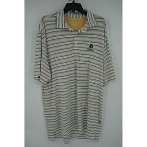 Straight Down Polo Shirt Yellow Stripe Palmilla Golf Performance Men's Large